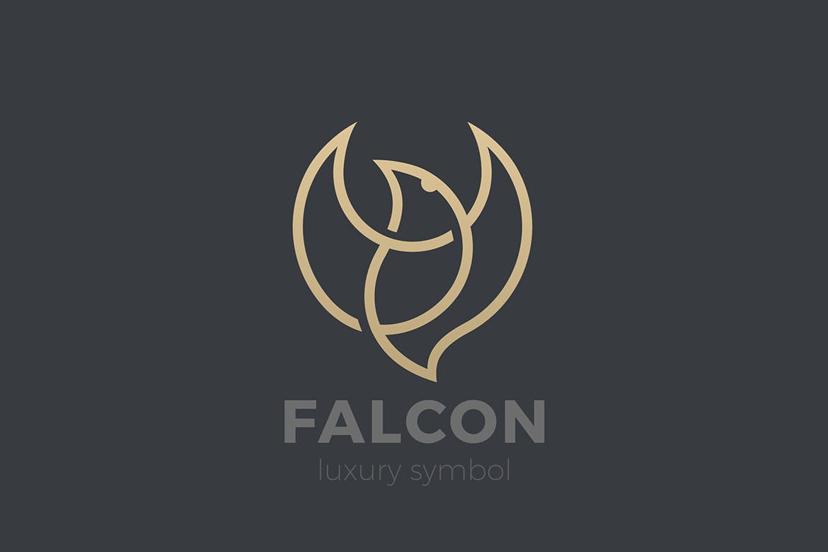 徽标飞翔飞翔的鸟鹰猎鹰线性风格logo