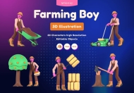 农民男性3D 插图