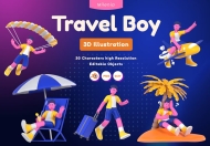 旅行男孩3D插画