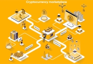 Cryptocurrency 市场金融 3D 等距插画