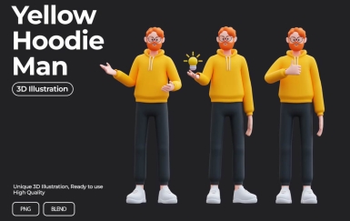 黄色连帽衫 3D 人物