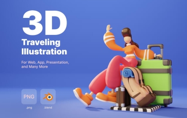 3D 旅行插图