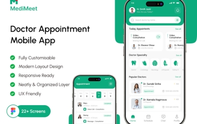 医生预约 | 移动应用程序 UI/UX 设计套件