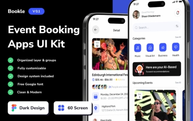 Bookle – 活动预订移动应用程序 UI 套件