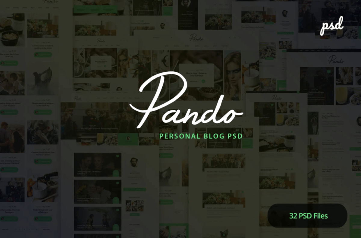 Pando-个人博客PSD模板