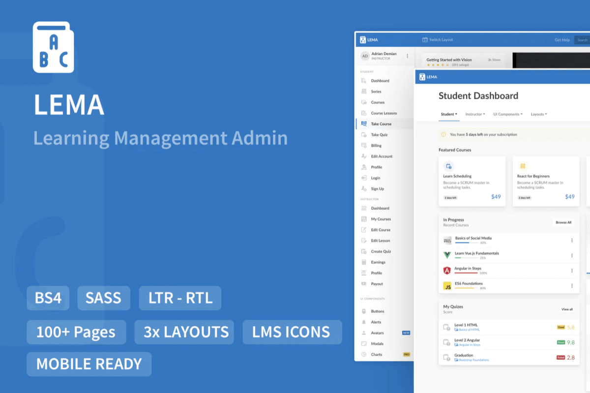 LEMA-学习管理系统管理模板