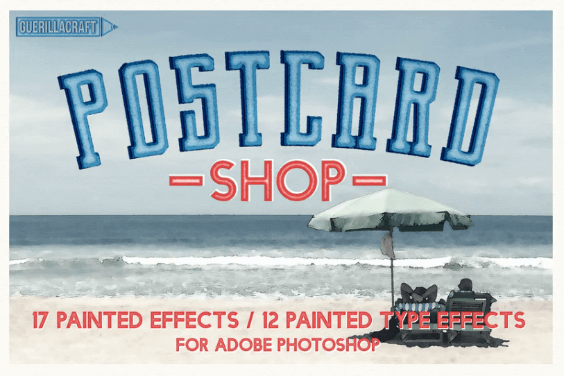 用于Adobe Photoshop的明信片店