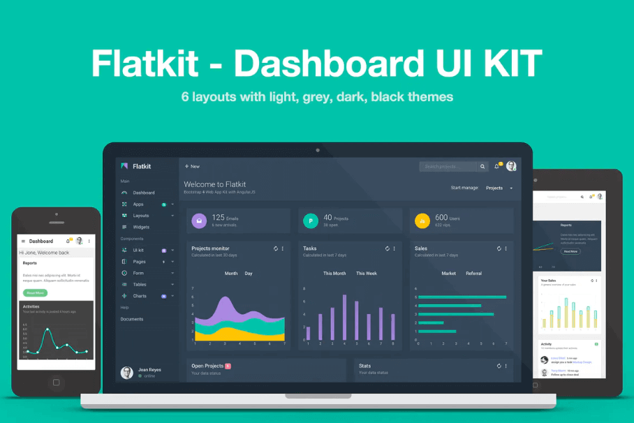 Flatkit-仪表板UI套件模板