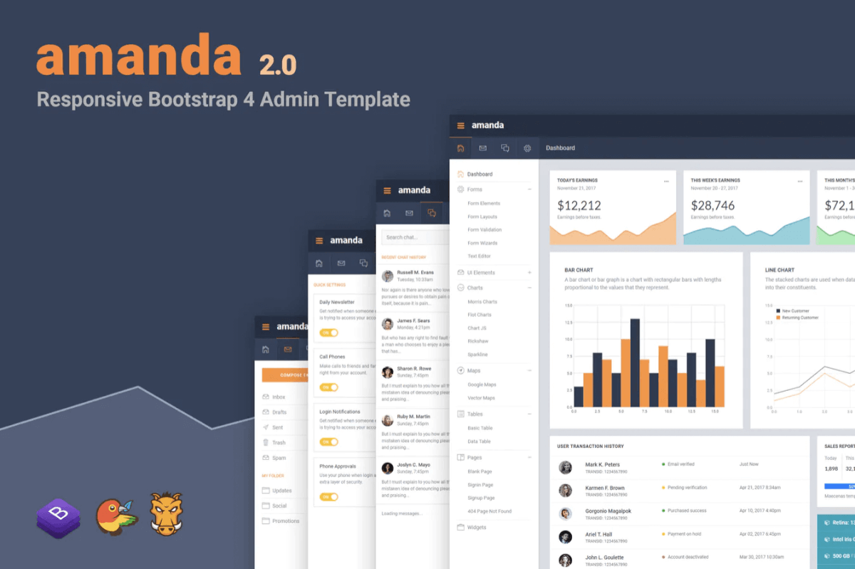 Amanda响应式Bootstrap 4管理模板