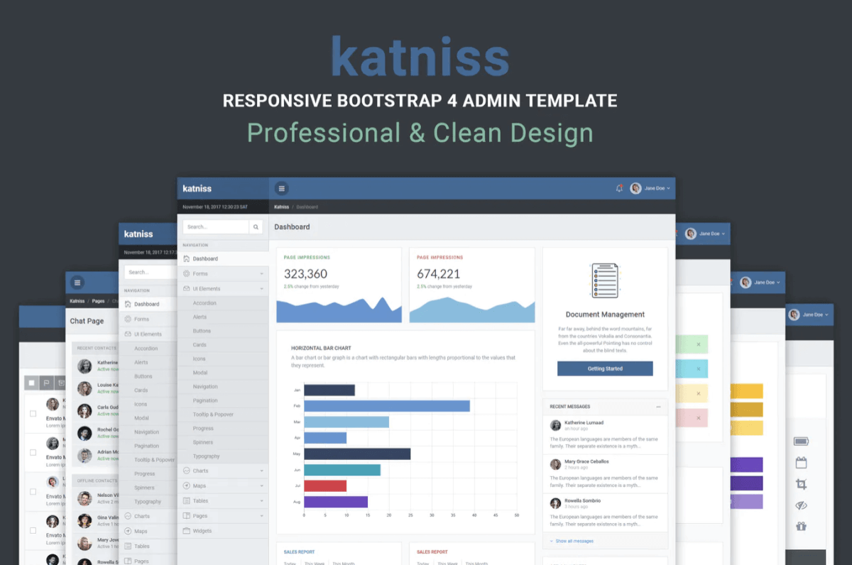 Katniss响应式Bootstrap 4管理模板