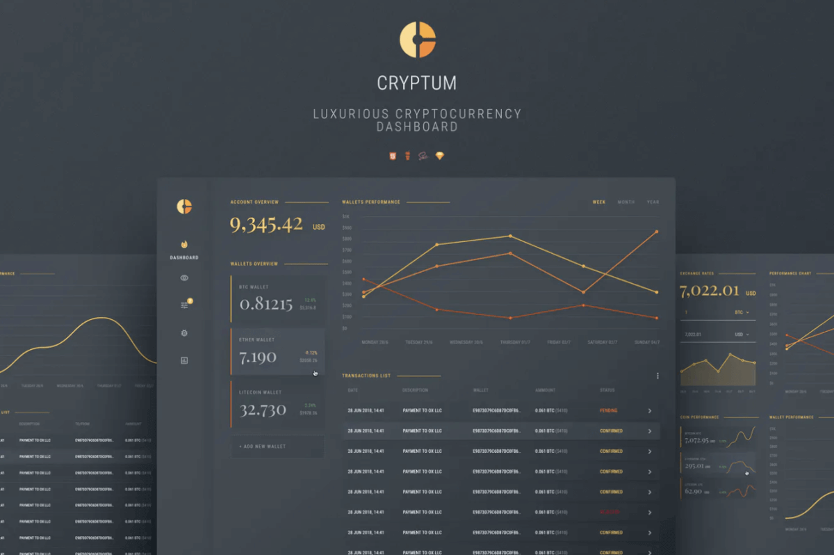 Cryptum-豪华的加密货币材料设计模板