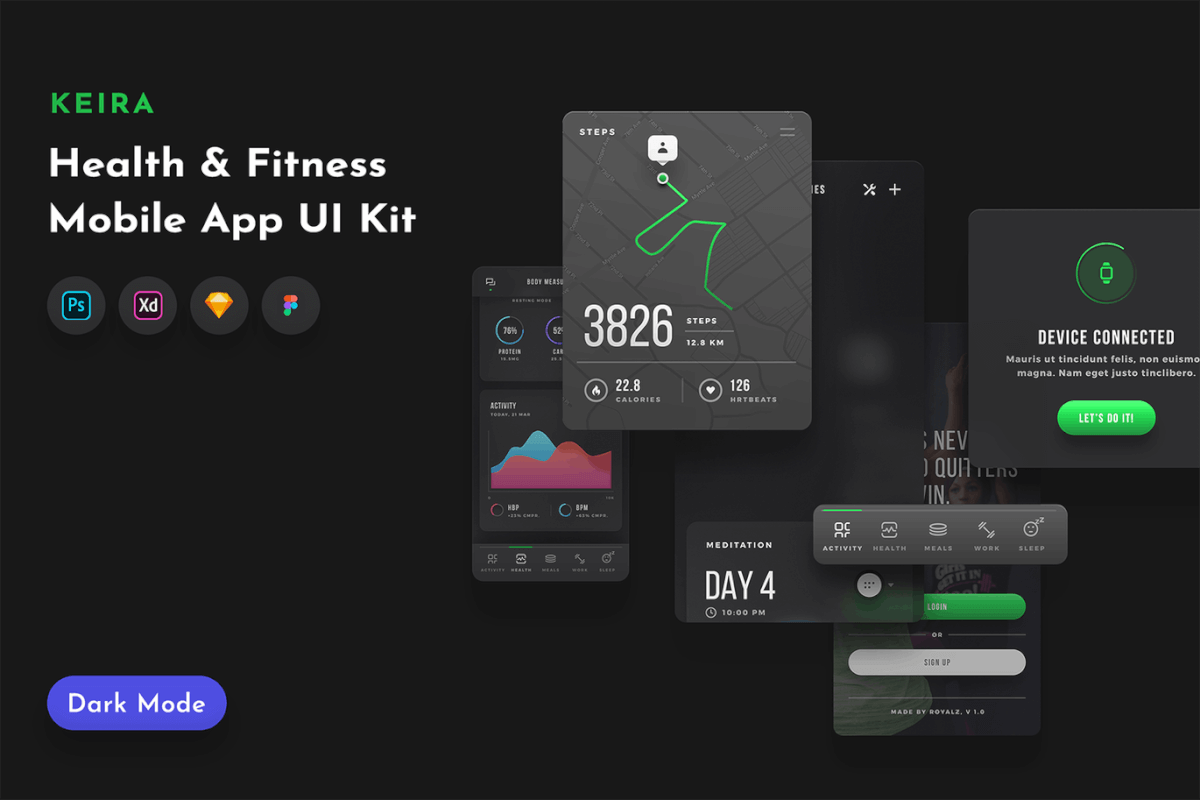 Keira Fitness UI套件 健身App界面设计模板
