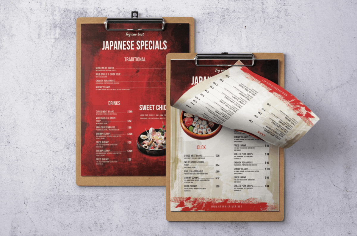 日本料理菜单红色背景菜单