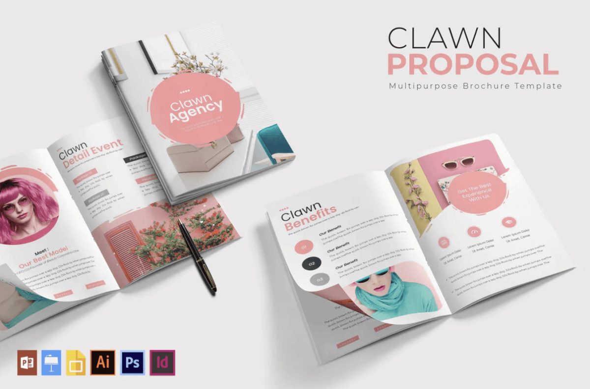 克拉尼| 粉色宣传手册模板
