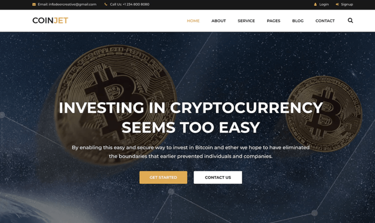 CoinJet | 比特币和加密货币网页HTML模板