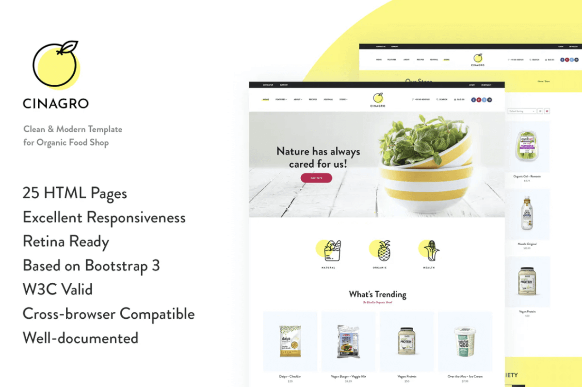 Cinagro-有机食品商店网页HTML模板