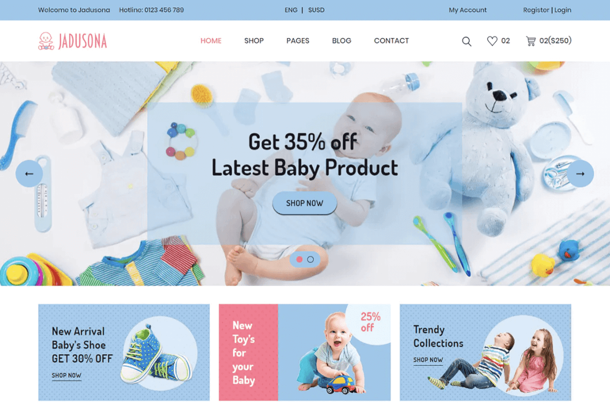 Jadusona-电子商务婴儿商店Bootstrap4模板