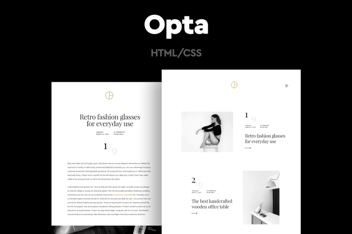 Opta-最小的作品集和摄影网页html模板