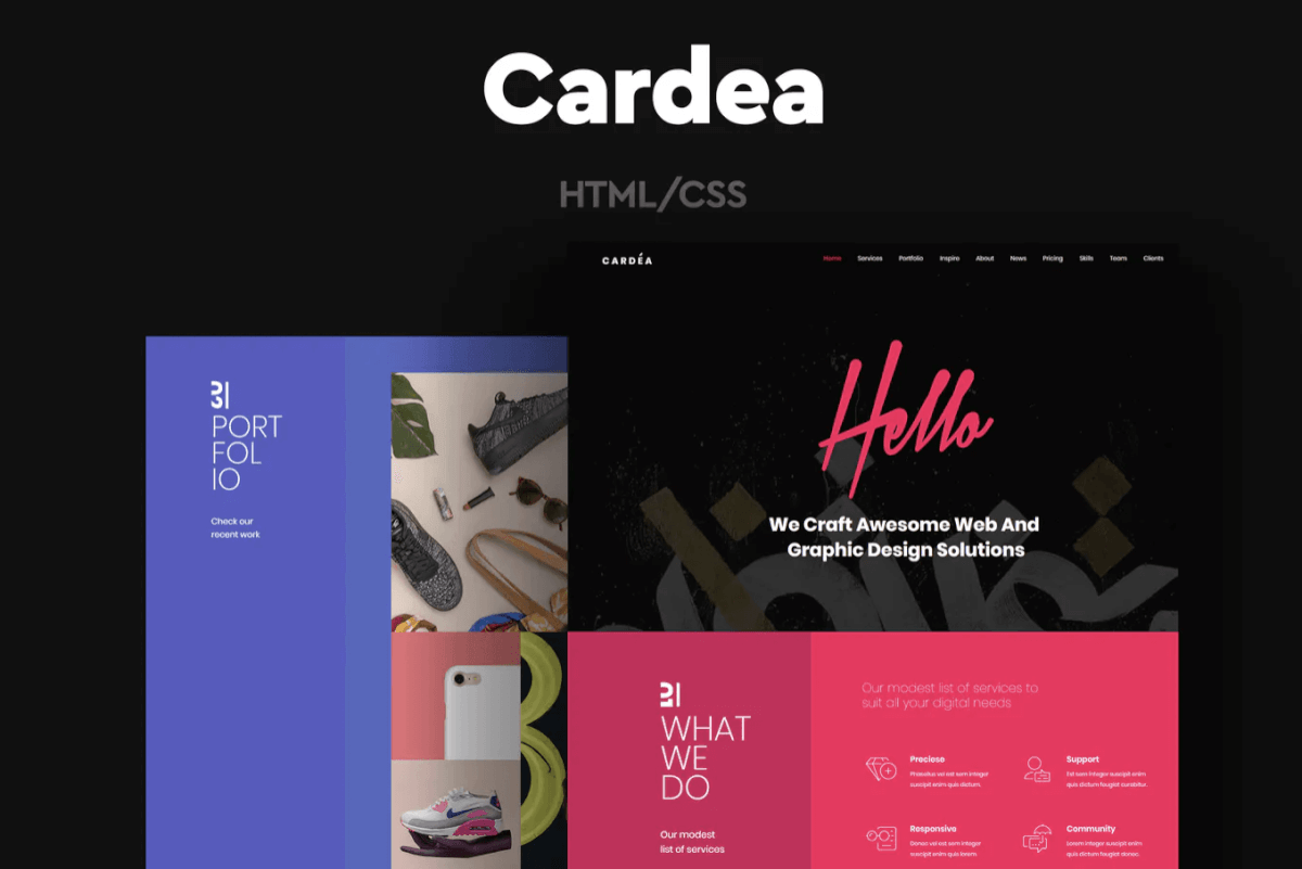 Cardea-五颜六色的投资组合网页html模板