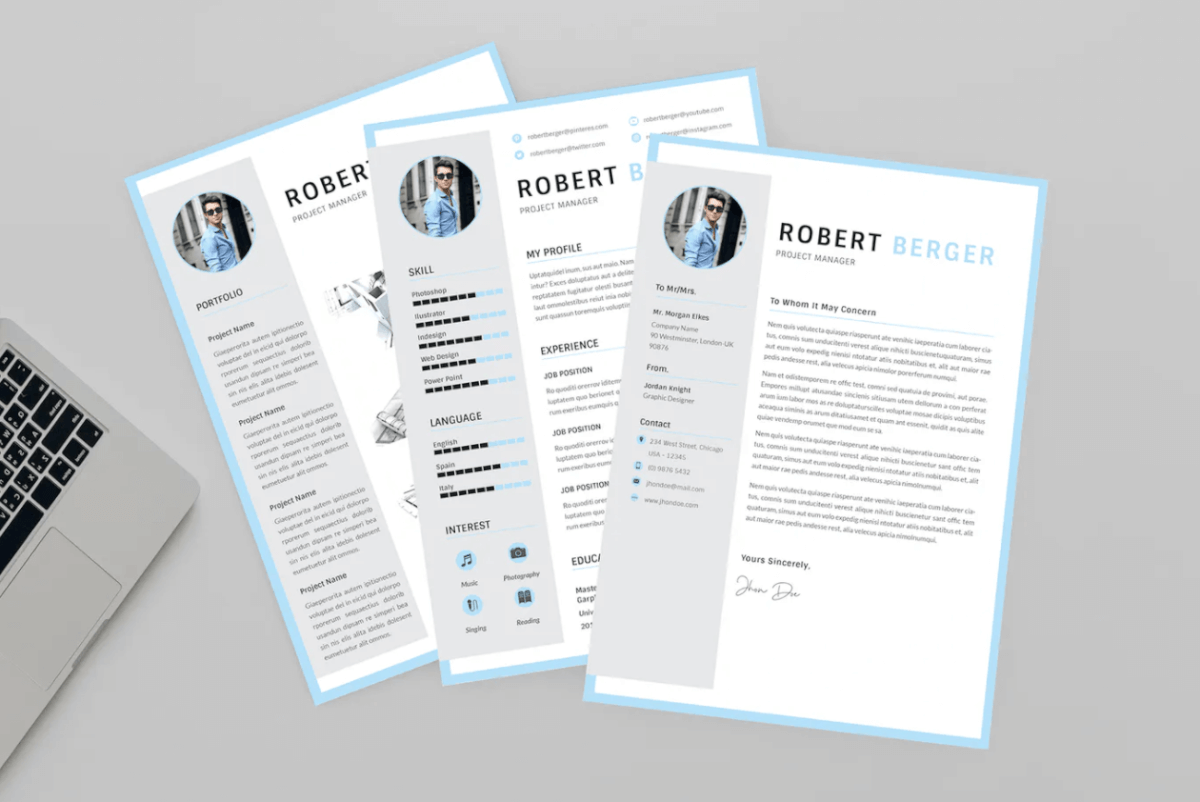 Robert项目简历设计师求职面试简历模板下载