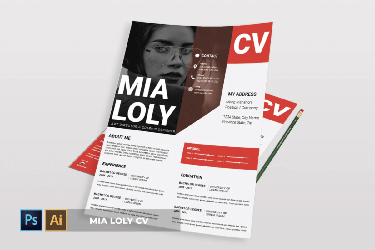 Mia Loly | 简历红色求职面试简历模板下载