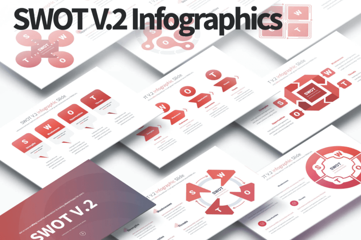 SWOT V.2-PowerPoint信息图表幻灯片