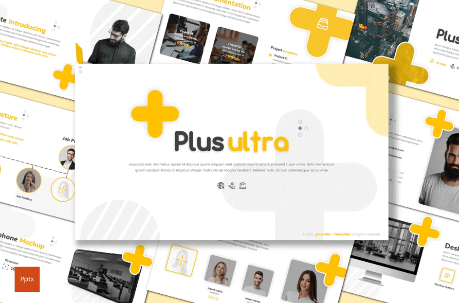 Plus Ultra-黄色Powerpoint模板