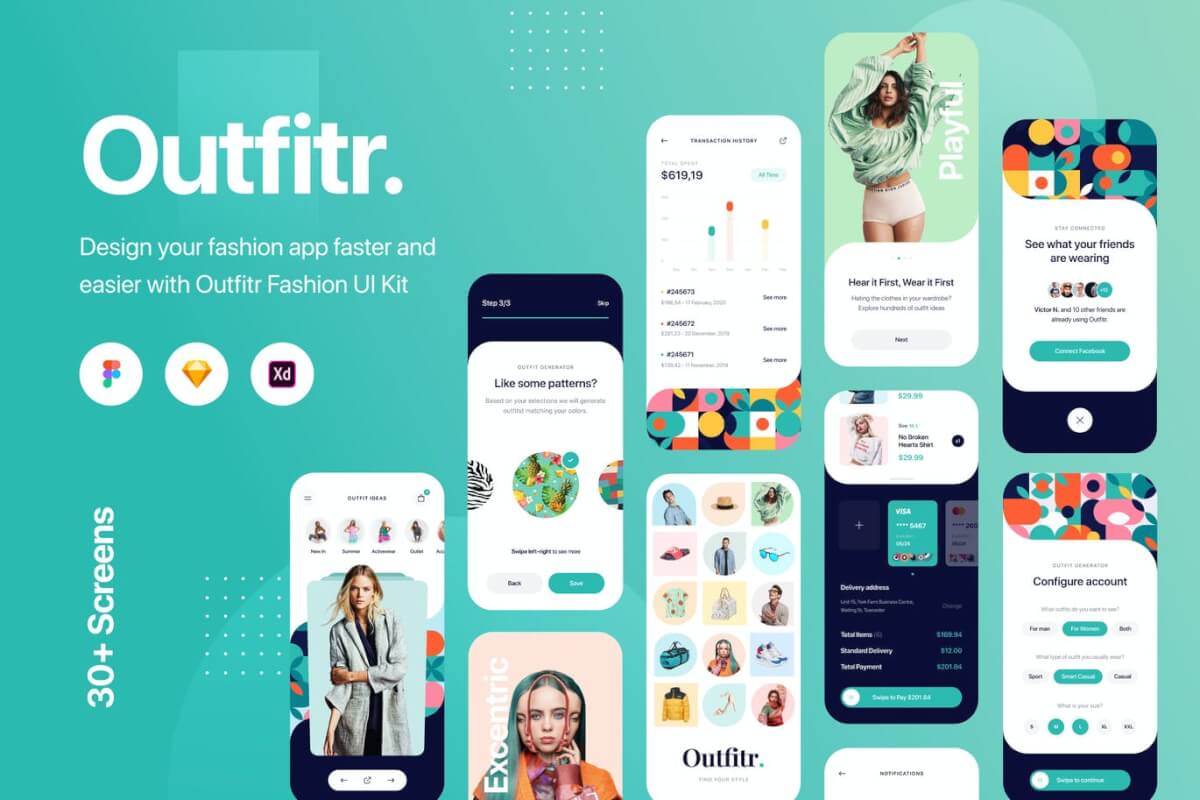 Outfitr-时尚UI套件 app模板素材下载
