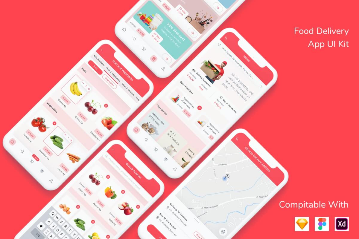 送餐应用UI套件外卖app模板下载