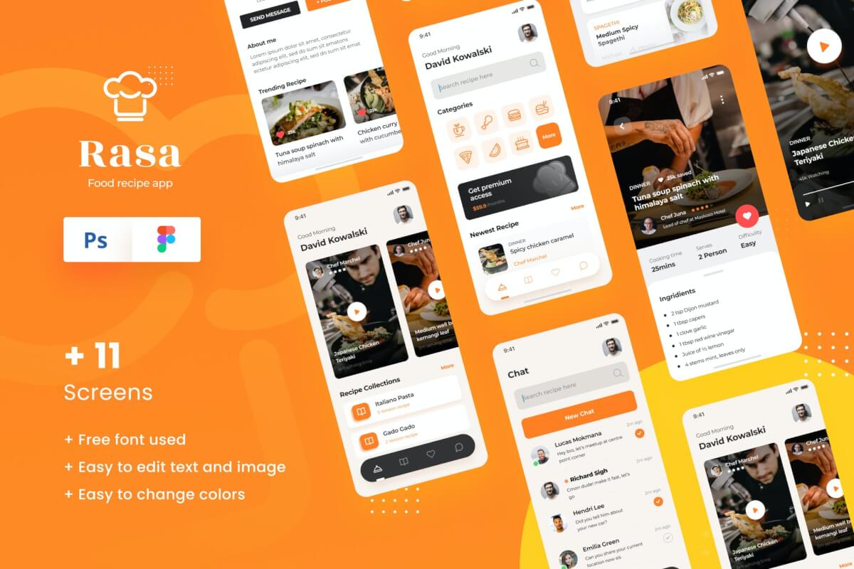 Rasa-食物食谱iOS应用app模板设计UI素材下载
