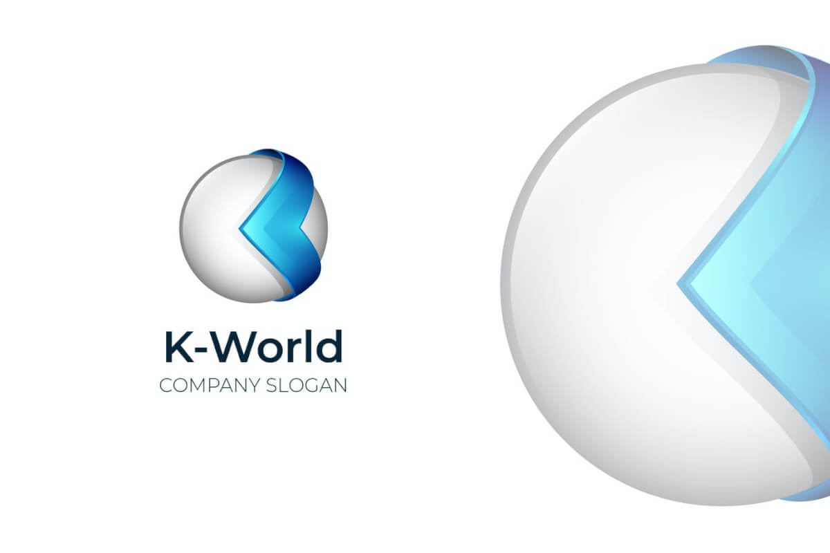 字母K世界3D logo设计