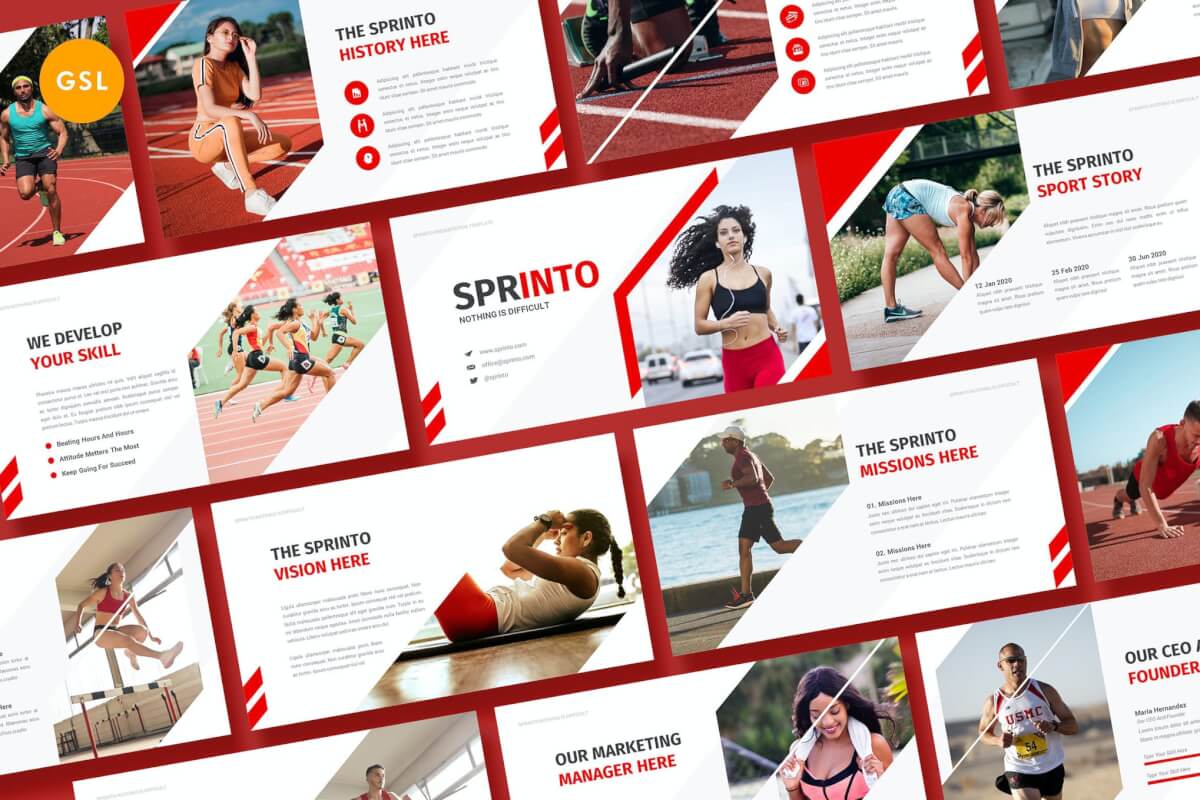Sprinto-Sport Google红色幻灯片模板