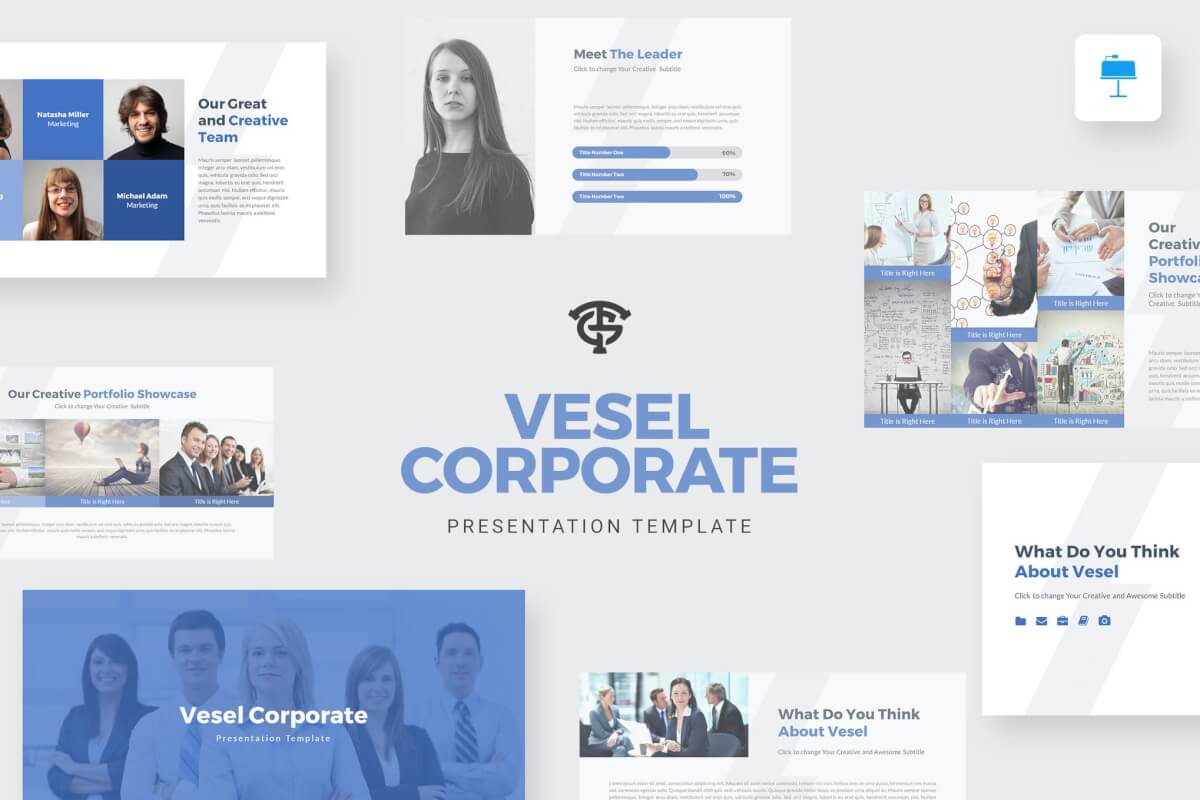 Vesel Corporate-主题演讲蓝色Keynote模板下载