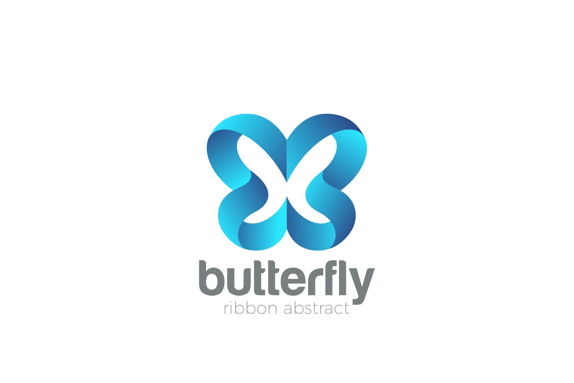 徽标蝴蝶抽象丝带风格logo