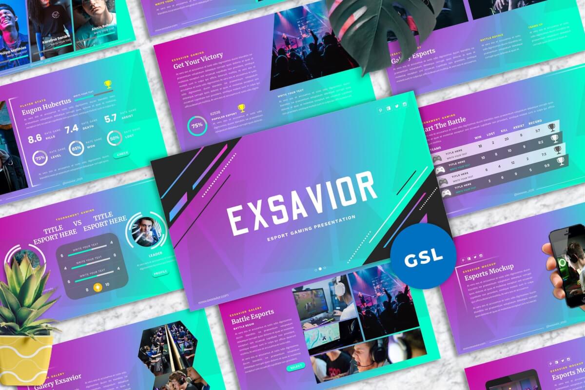 Exsavior-游戏Googleslide模板