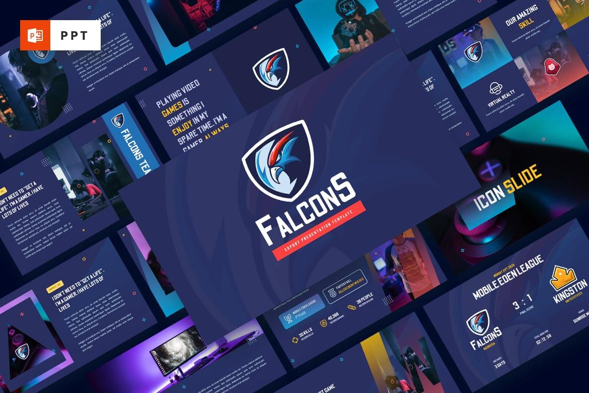 Falcons-电子竞技和游戏PowerPoint模板