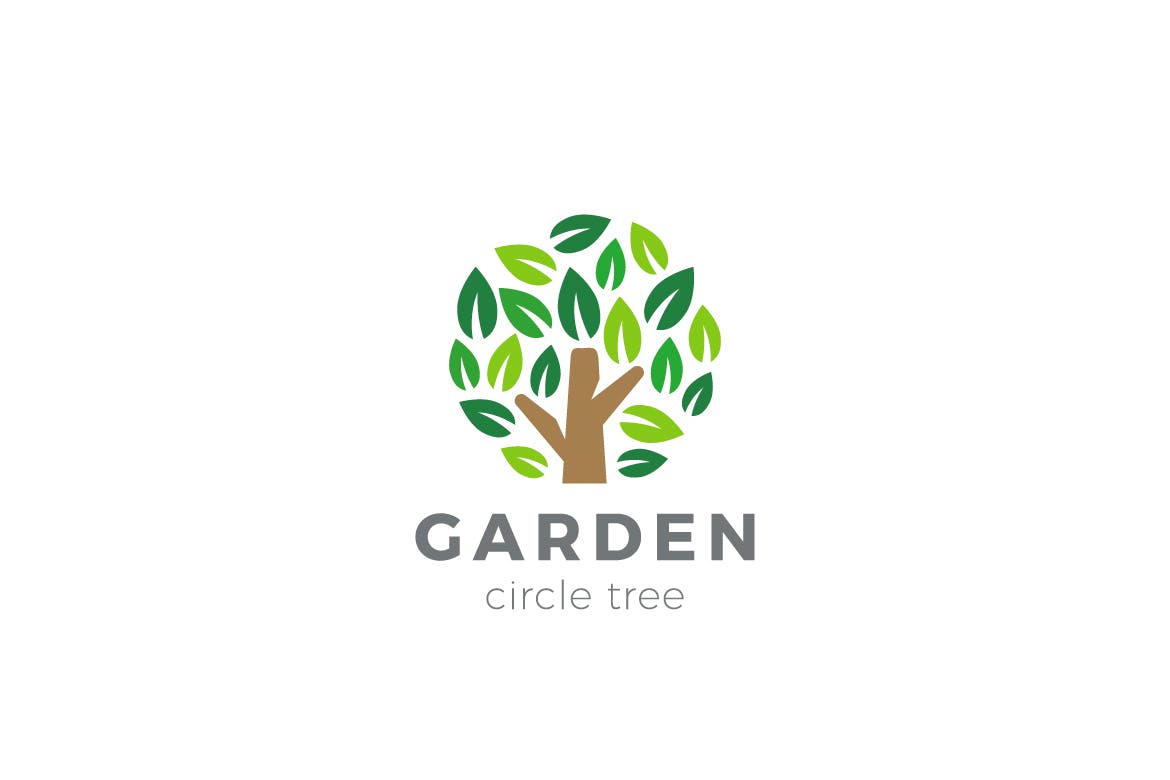 徽标树花园圆形状logo设计