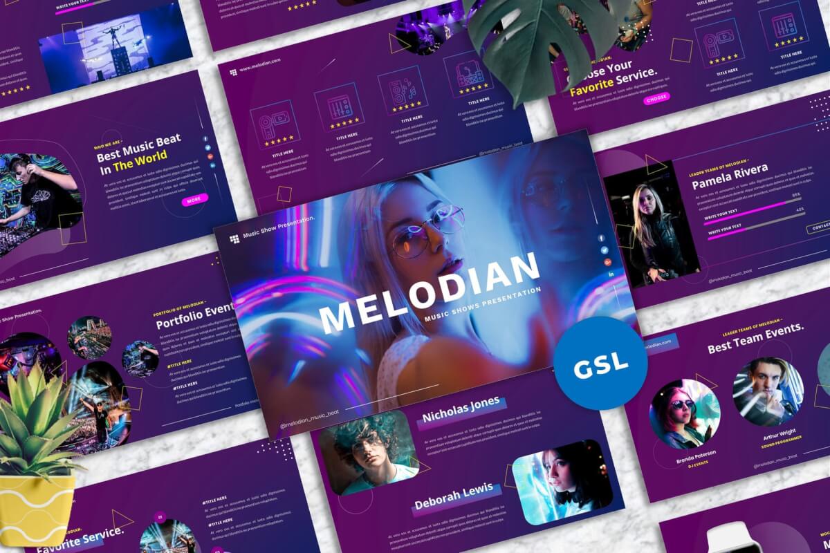 Melodian-音乐产业Googleslide模板