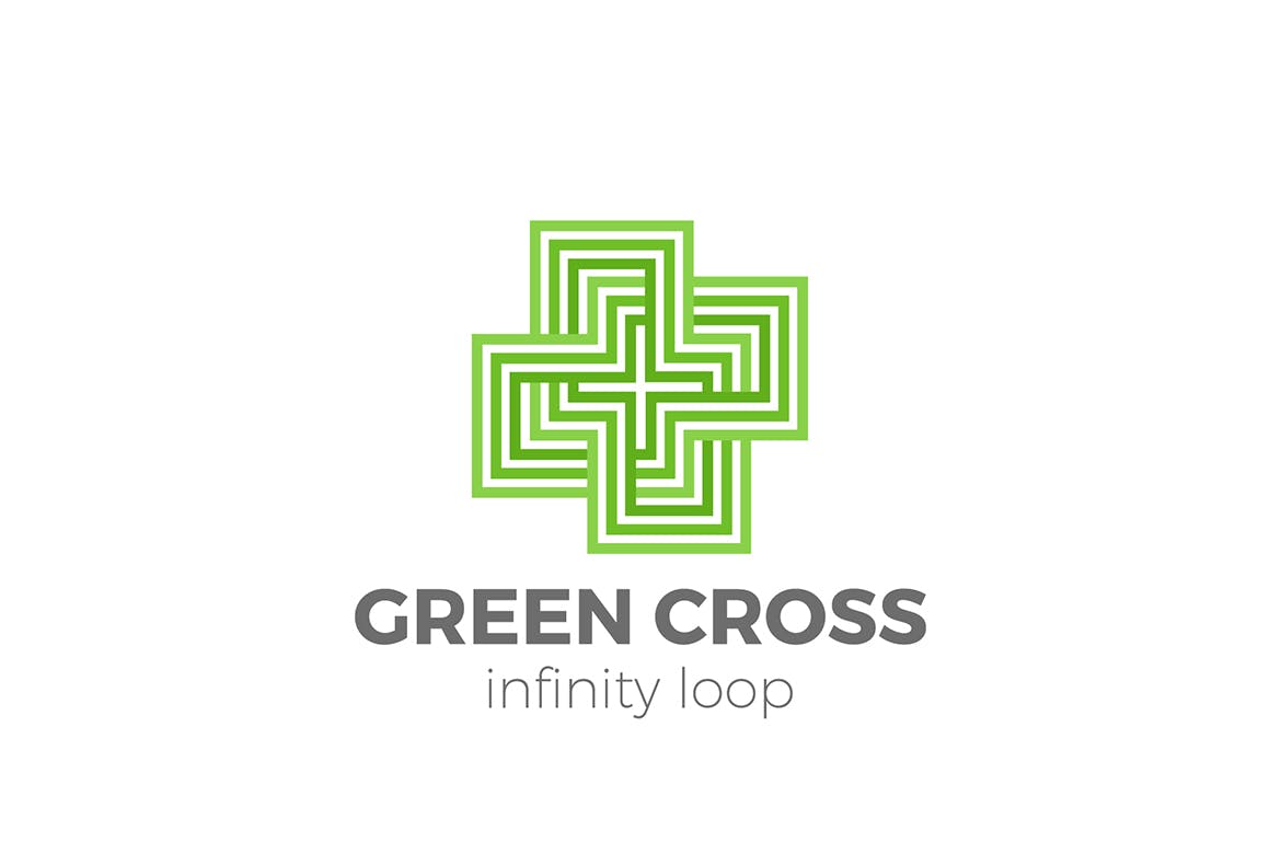 Cross Plus标志设计线性无限循环样式logo