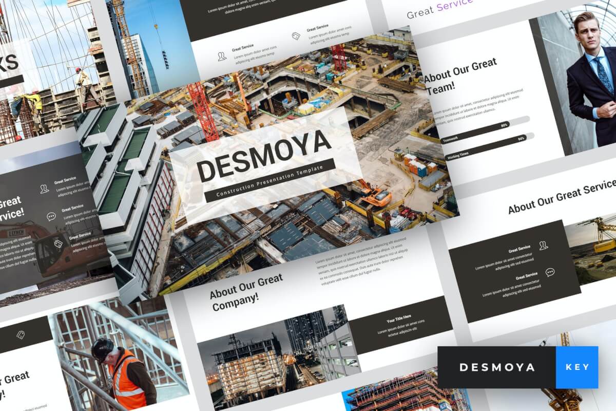 Desmoya-施工主题演讲模板Keynote模板下载