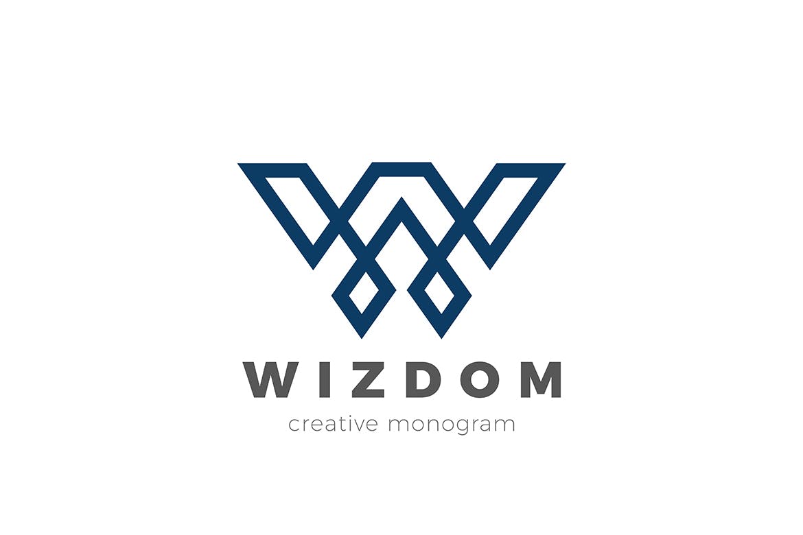 徽标字母W线性豪华设计风格logo