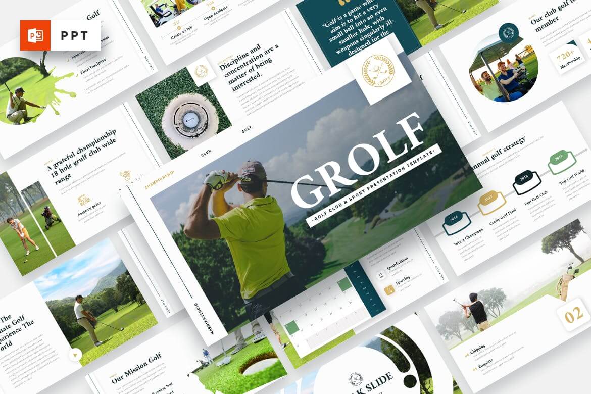 GROLF-高尔夫俱乐部和体育PowerPoint模板