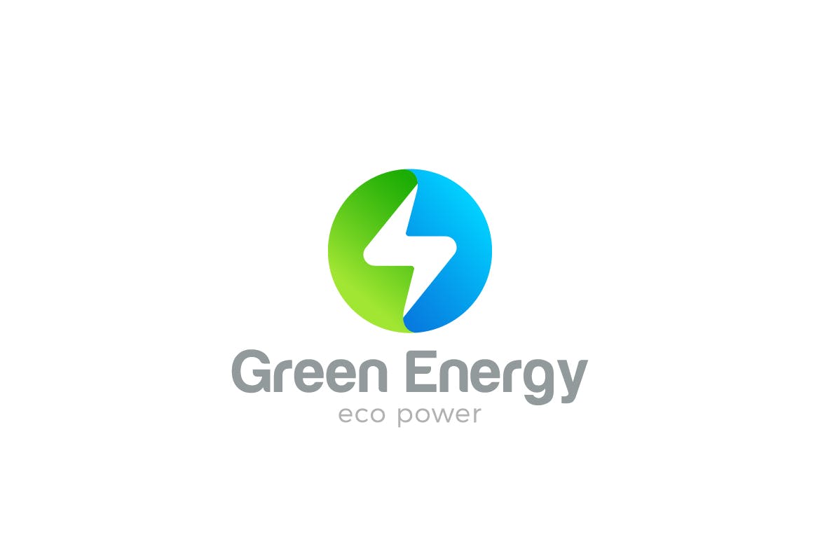 徽标闪光圆圈形状绿色能源电源LOGO