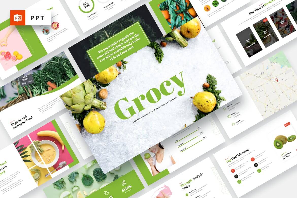 Grocy-杂货和有机食品PowerPoint模板