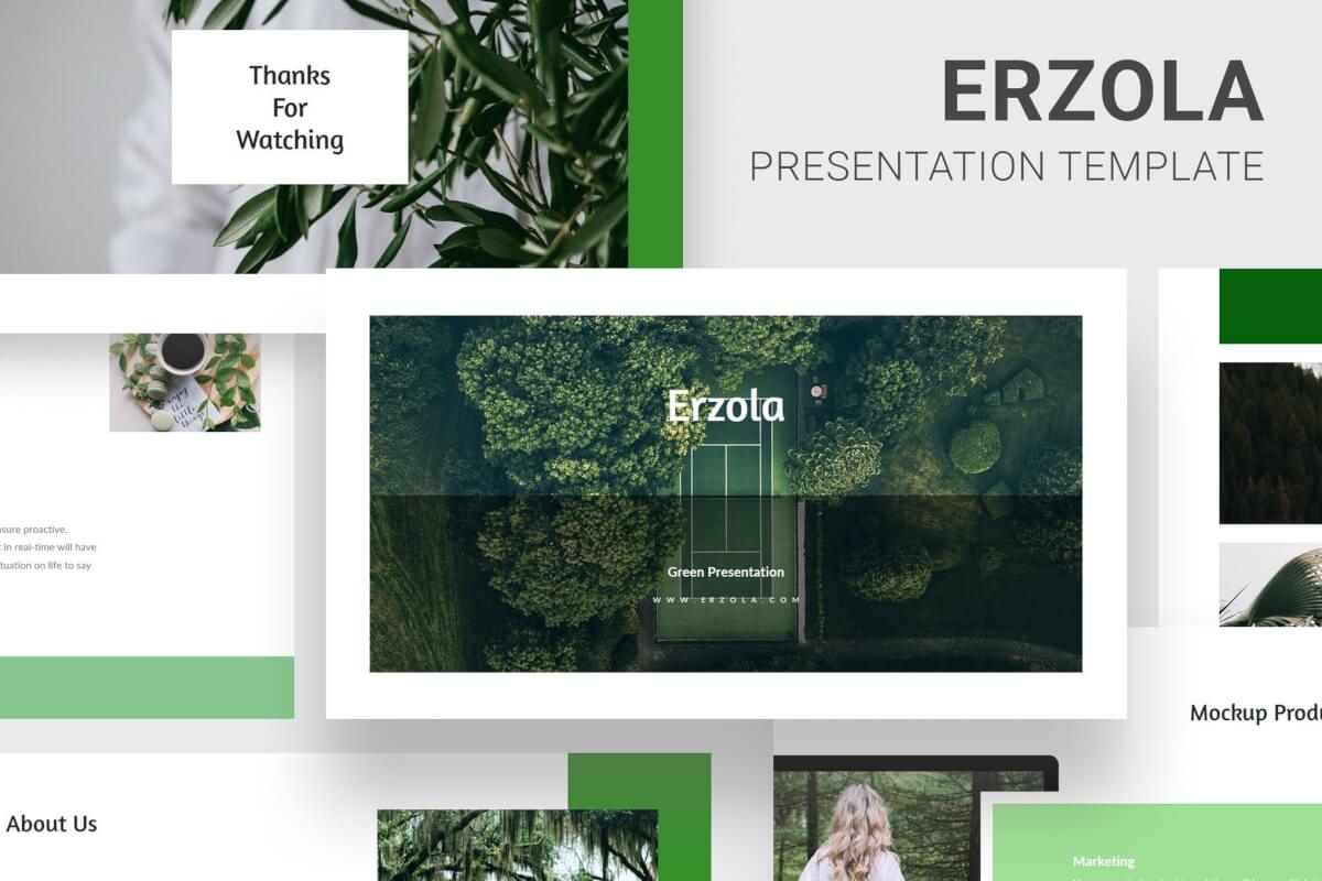 Erzola-绿色音高甲板Google幻灯片