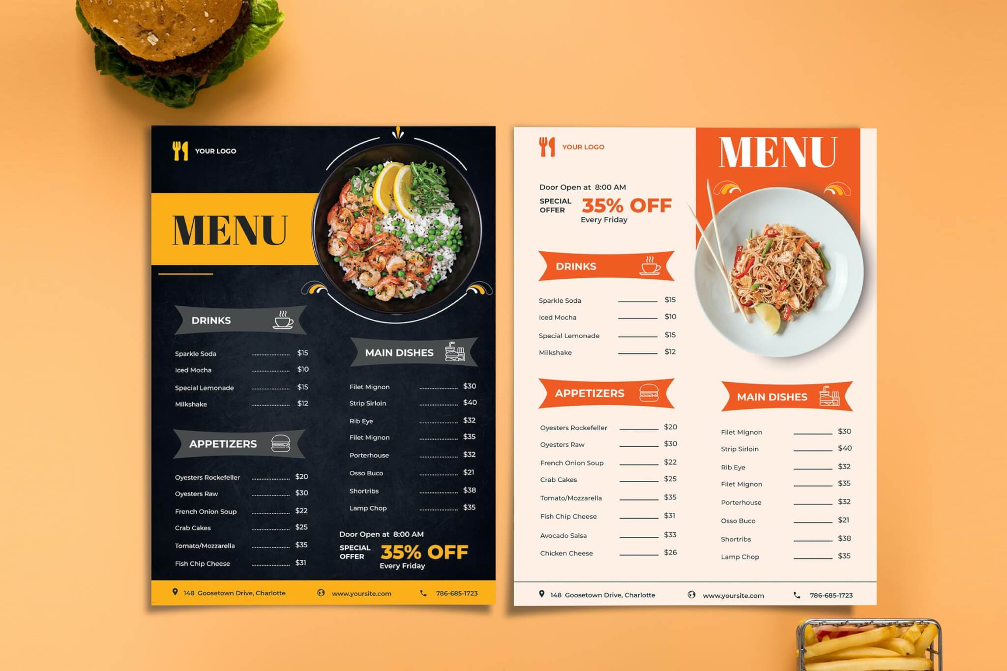 餐厅菜单食物传单设计模板