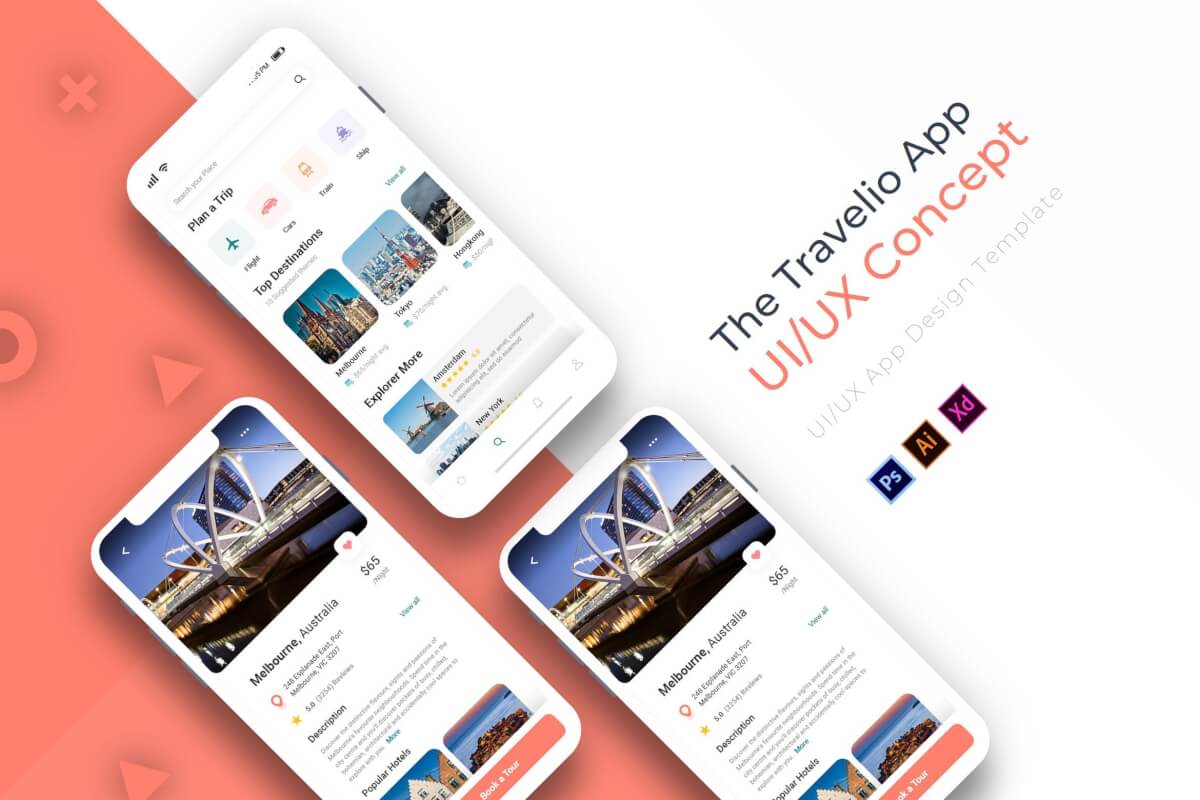 Travelio | 应用程式范本app设计模板