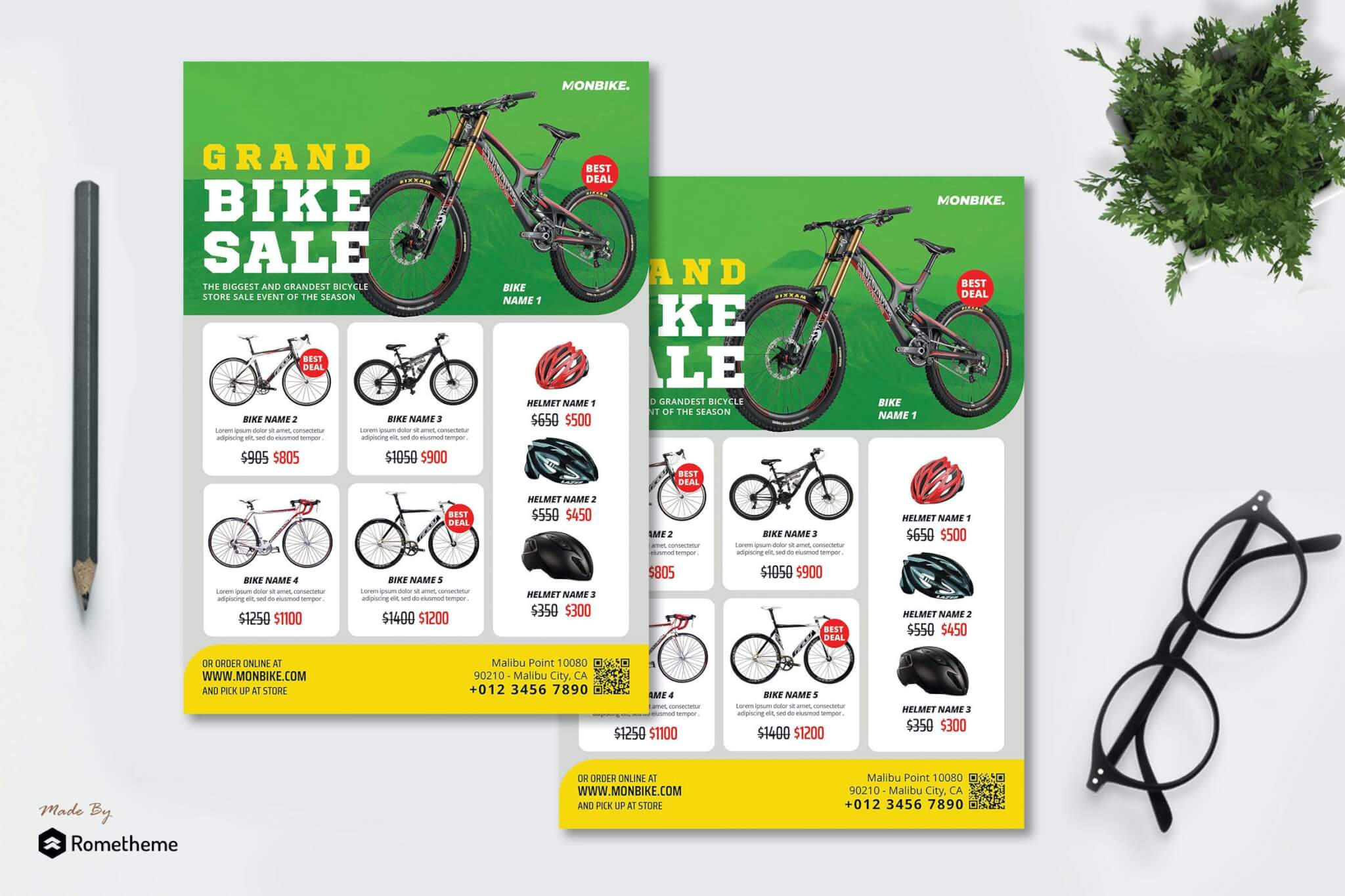自行车产品销售海报传单设计模板
