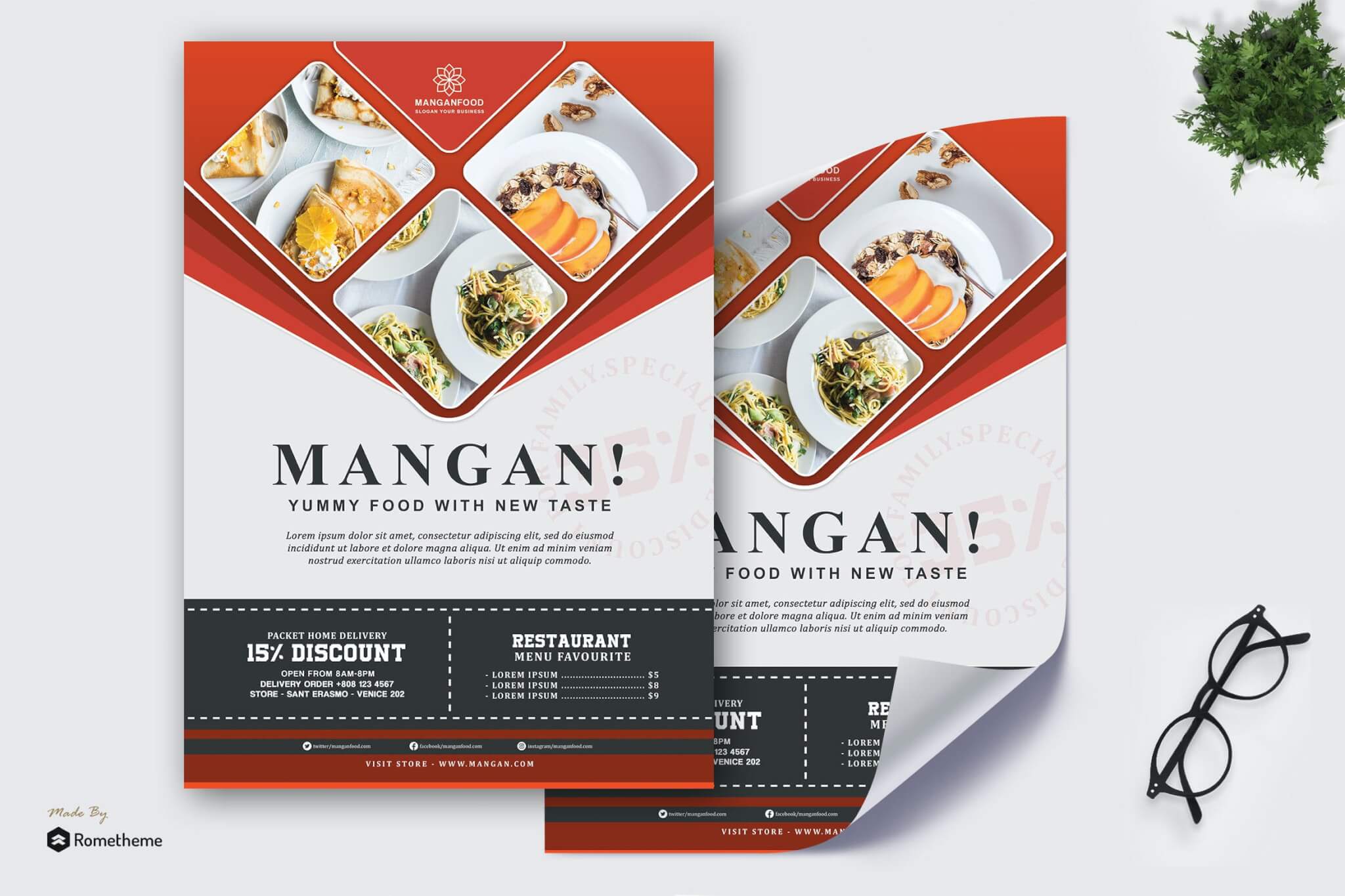 Mangan-餐厅菜单海报传单设计模板