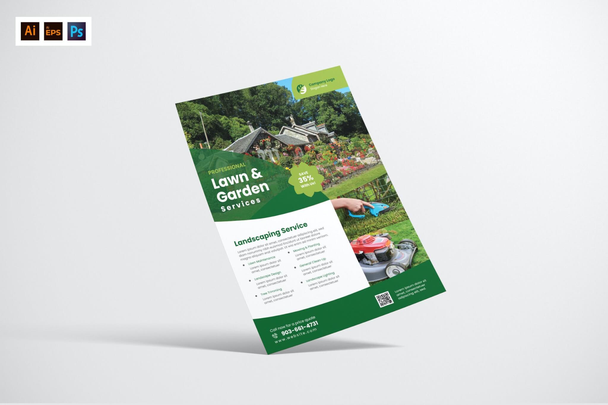 园艺景观服务绿色海报传单设计